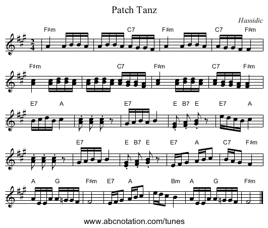 Patch Tanz - staff notation