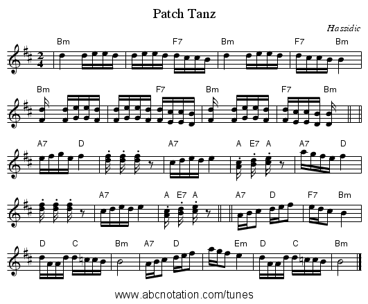 Patch Tanz - staff notation