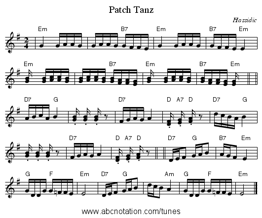 Patch Tanz - staff notation