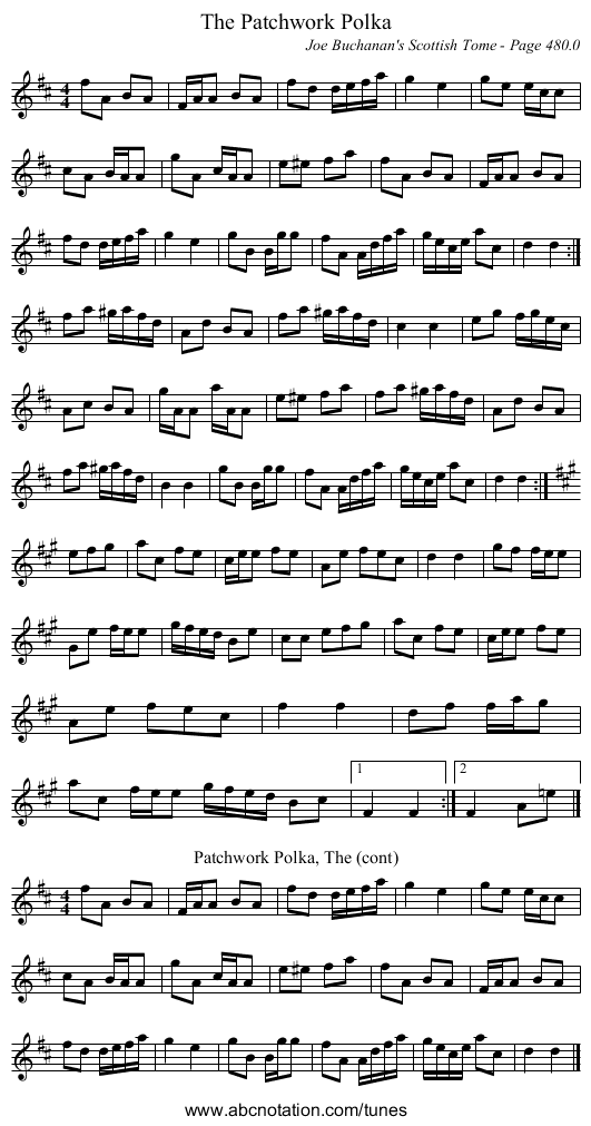 Patchwork Polka, The - staff notation