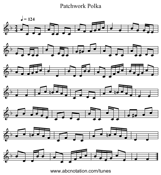 Patchwork Polka - staff notation