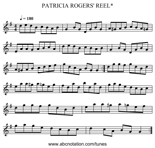 PATRICIA ROGERS' REEL* - staff notation