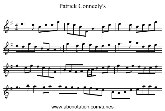 Patrick Conneely's - staff notation