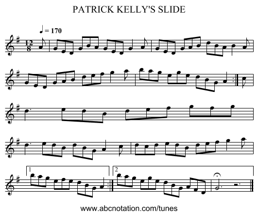 PATRICK KELLY'S SLIDE - staff notation