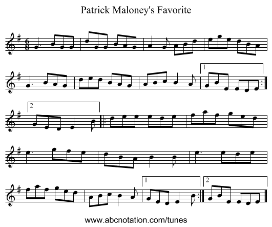 Patrick Maloney's Favorite - staff notation