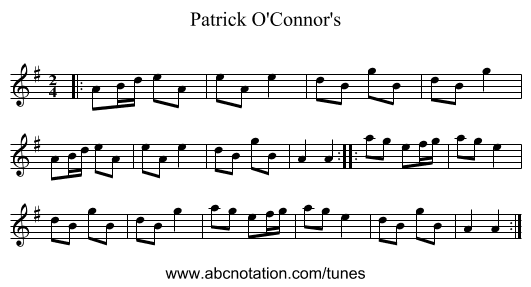 Patrick O'Connor's - staff notation