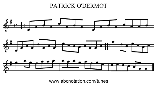 PATRICK O'DERMOT - staff notation