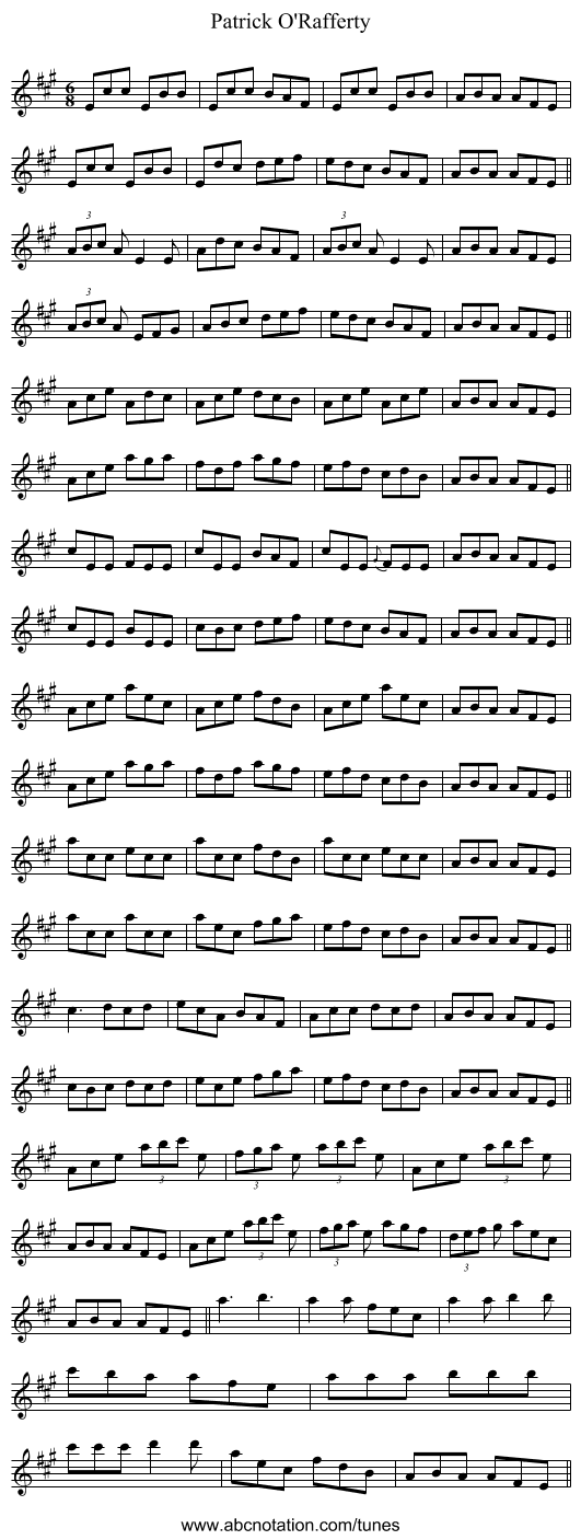 Patrick O'Rafferty - staff notation