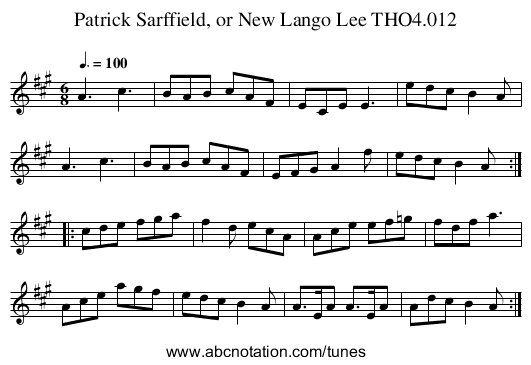 Patrick Sarffield, or New Lango Lee THO4.012 - staff notation