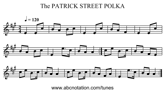 PATRICK STREET POLKA, The - staff notation