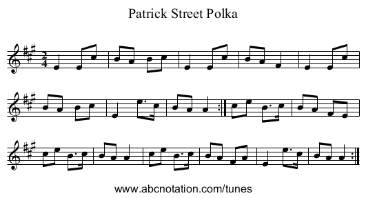 Patrick Street Polka - staff notation