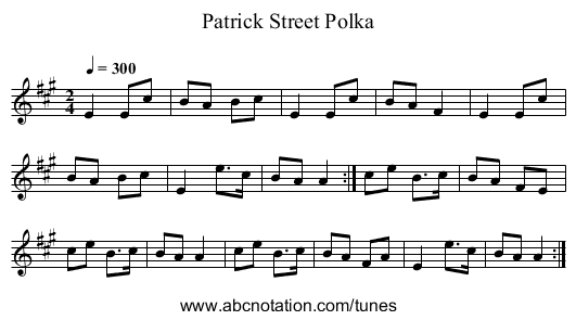 Patrick Street Polka - staff notation