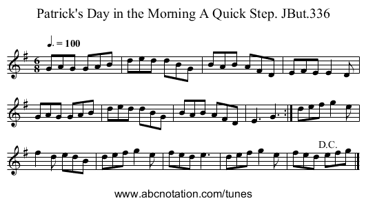 Patrick's Day in the Morning A Quick Step. JBut.336 - staff notation