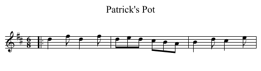 Patrick's Pot - staff notation