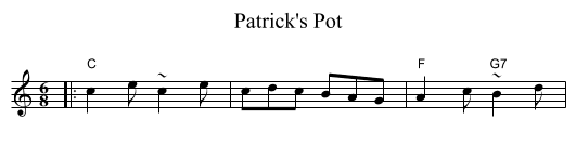 Patrick's Pot - staff notation