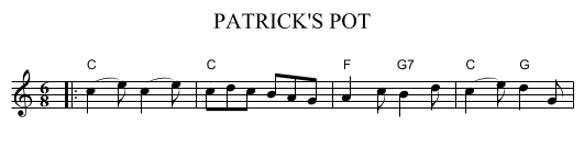 PATRICK'S POT - staff notation