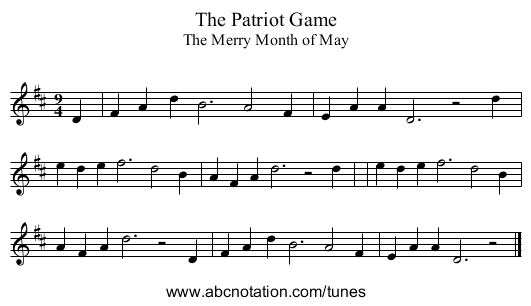 Patriot Game, The - staff notation