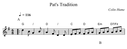 Pat's Tradition - staff notation