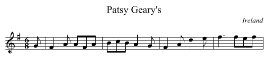 Patsy Geary's - staff notation