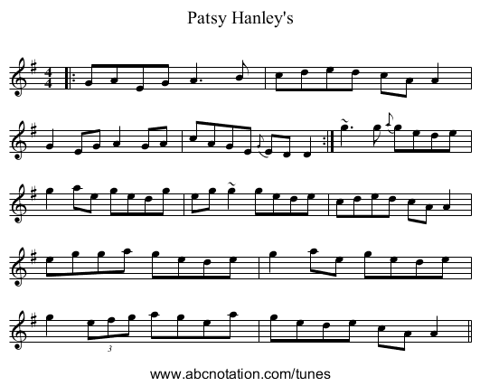 Patsy Hanley's - staff notation
