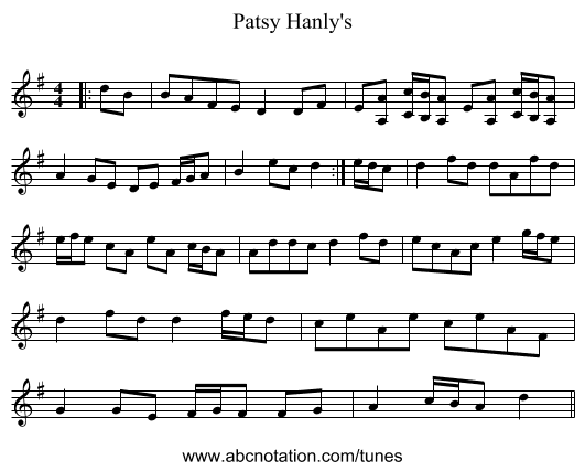 Patsy Hanly's - staff notation