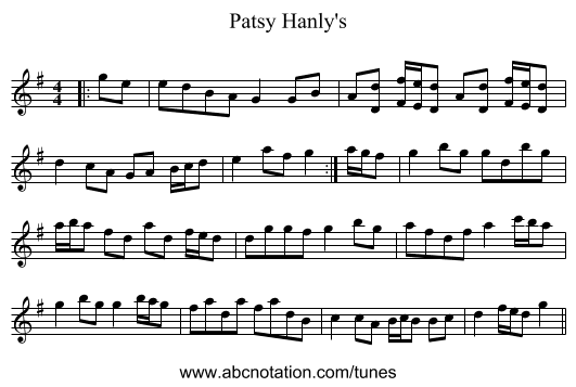 Patsy Hanly's - staff notation