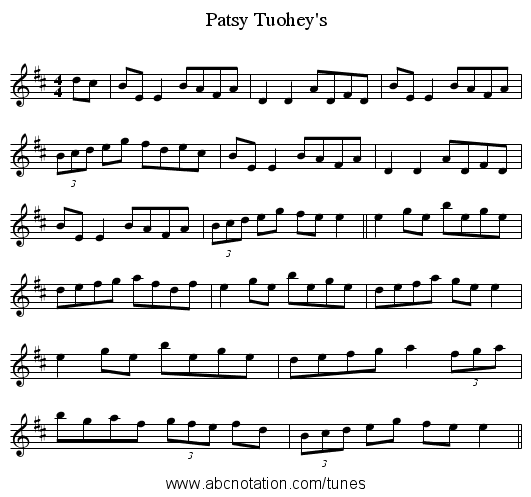 Patsy Tuohey's - staff notation
