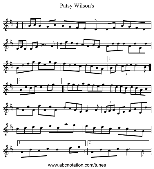 Patsy Wilson's - staff notation