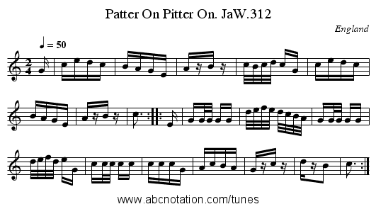 Patter On Pitter On. JaW.312 - staff notation