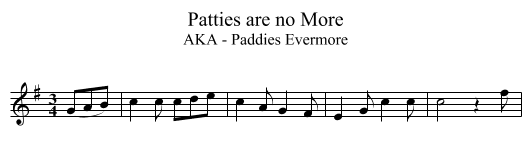 Patties are no More - staff notation