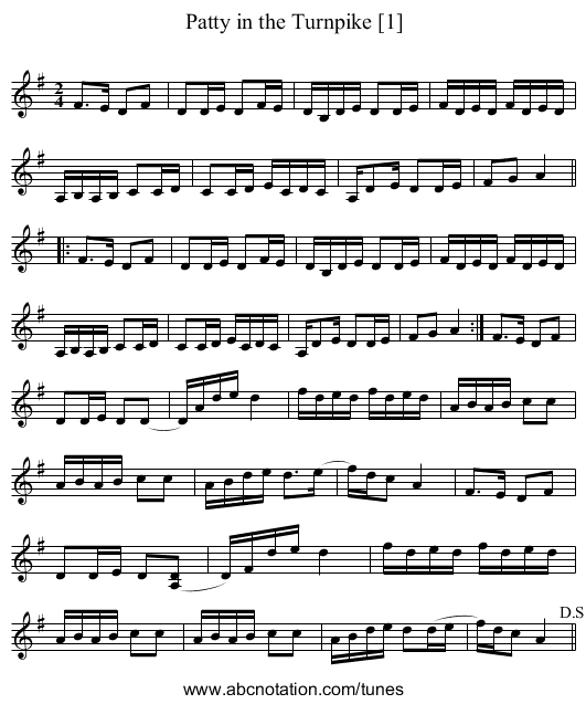 Patty in the Turnpike [1] - staff notation