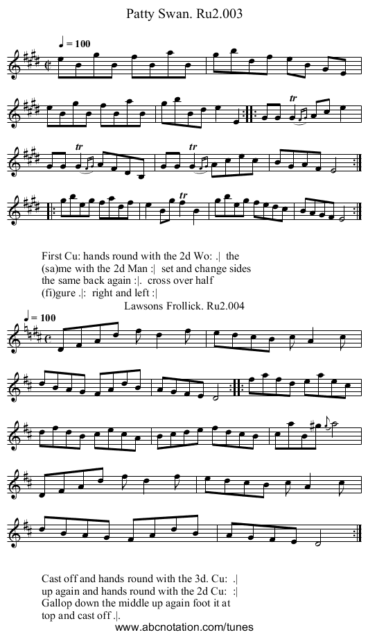 Patty Swan. Ru2.003 - staff notation