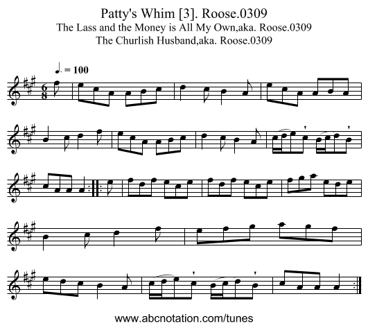 Patty's Whim [3]. Roose.0309 - staff notation