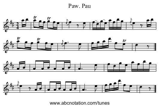 Pau, Paw. - staff notation