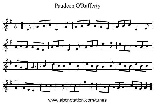 Paudeen O'Rafferty - staff notation