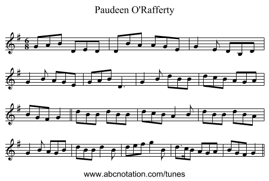 Paudeen O'Rafferty - staff notation