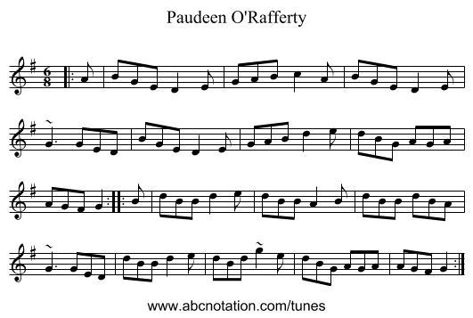 Paudeen O'Rafferty - staff notation