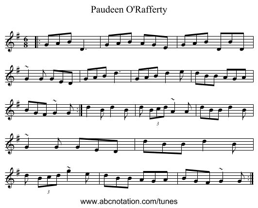 Paudeen O'Rafferty - staff notation