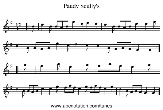 Paudy Scully's - staff notation