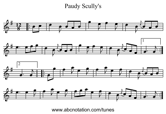 Paudy Scully's - staff notation