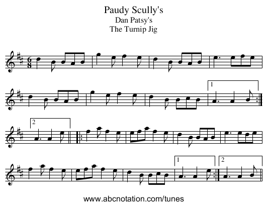 Paudy Scully's - staff notation