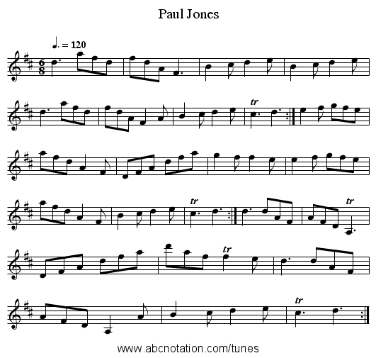 Paul Jones - staff notation