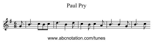 Paul Pry - staff notation