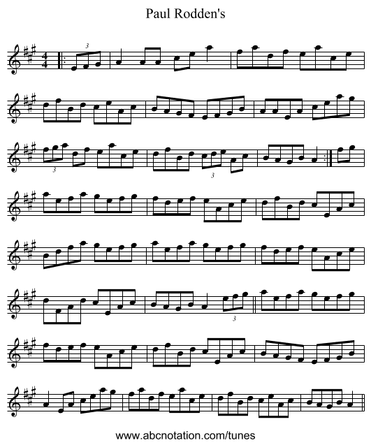Paul Rodden's - staff notation