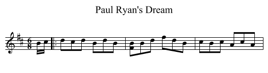 Paul Ryan's Dream - staff notation