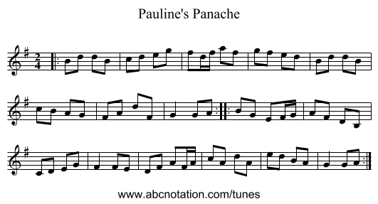 Pauline's Panache - staff notation