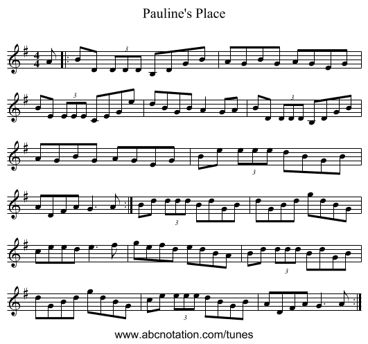 Pauline's Place - staff notation