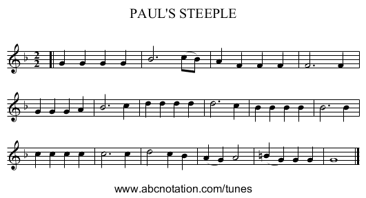 PAUL'S STEEPLE - staff notation