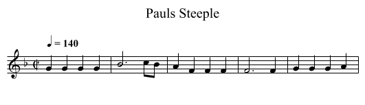 Pauls Steeple - staff notation
