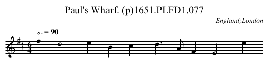 Paul's Wharf. (p)1651.PLFD1.077 - staff notation